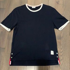 100% Authentic Thom Browne Dark Navy Tee w/ Trim